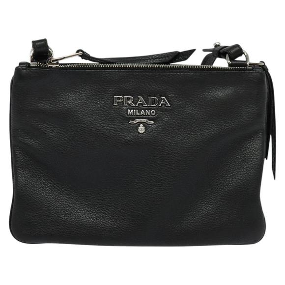 Prada Double Black Leather shoulder - Picture 1 of 10